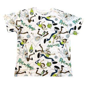 Rick and Morty Short Sleeve Crewneck Tee Shirt White Large Men's Cartoon Network